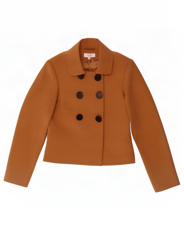 Jaqueta blazer feminina Marks & Spencer com peito duplo Reino Unido 8 pequena bege