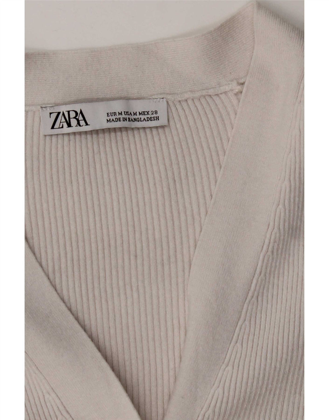 Suéter Zara Feminino Crop Cardigan Reino Unido 14 Médio Branco