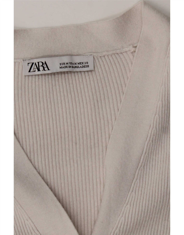Suéter Zara Feminino Crop Cardigan Reino Unido 14 Médio Branco