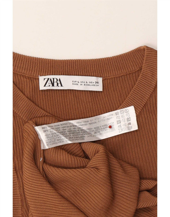 Colete feminino Zara UK 14 grande viscose marrom