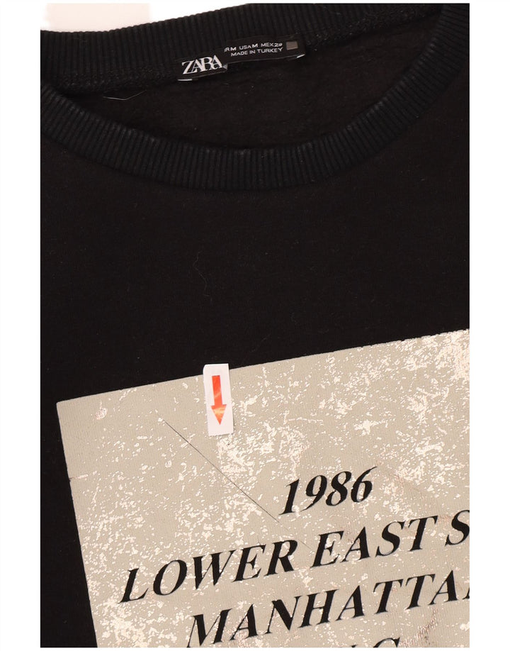 Zara moletom gráfico feminino jumper UK 14 médio preto