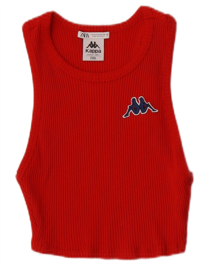 Colete feminino Zara X Kappa Top UK 12 Médio Vermelho