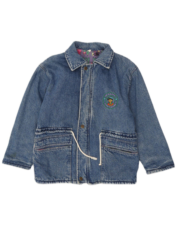 Jaqueta jeans feminina vintage com estampa gráfica UK 16 grande azul
