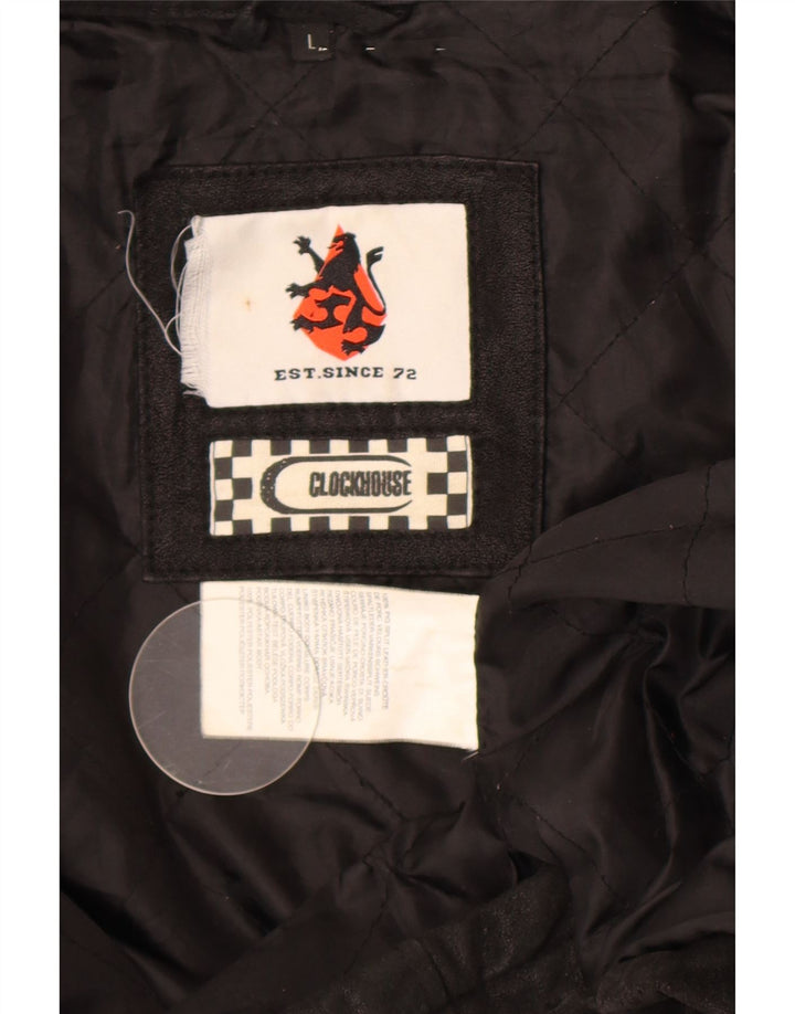CLOCK HOUSE Jaqueta masculina de couro para motociclista Reino Unido 40 grande couro preto