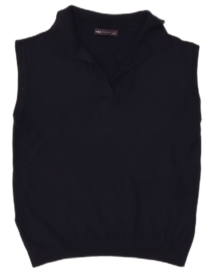 Regata feminina Marks & Spencer com colete UK 10 poliéster azul marinho pequeno