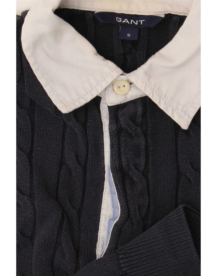 Suéter masculino Gant com gola polo pequeno azul marinho