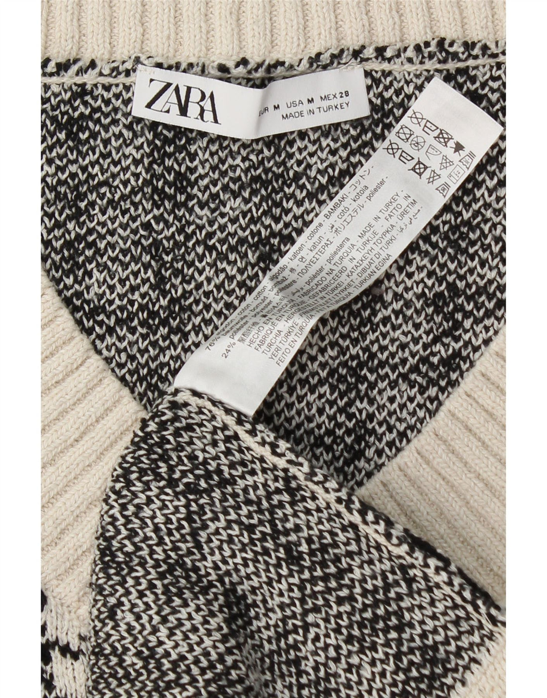 Zara Womens Oversized Colete Regata Reino Unido 14 Médio Branco Houndstooth Algodão