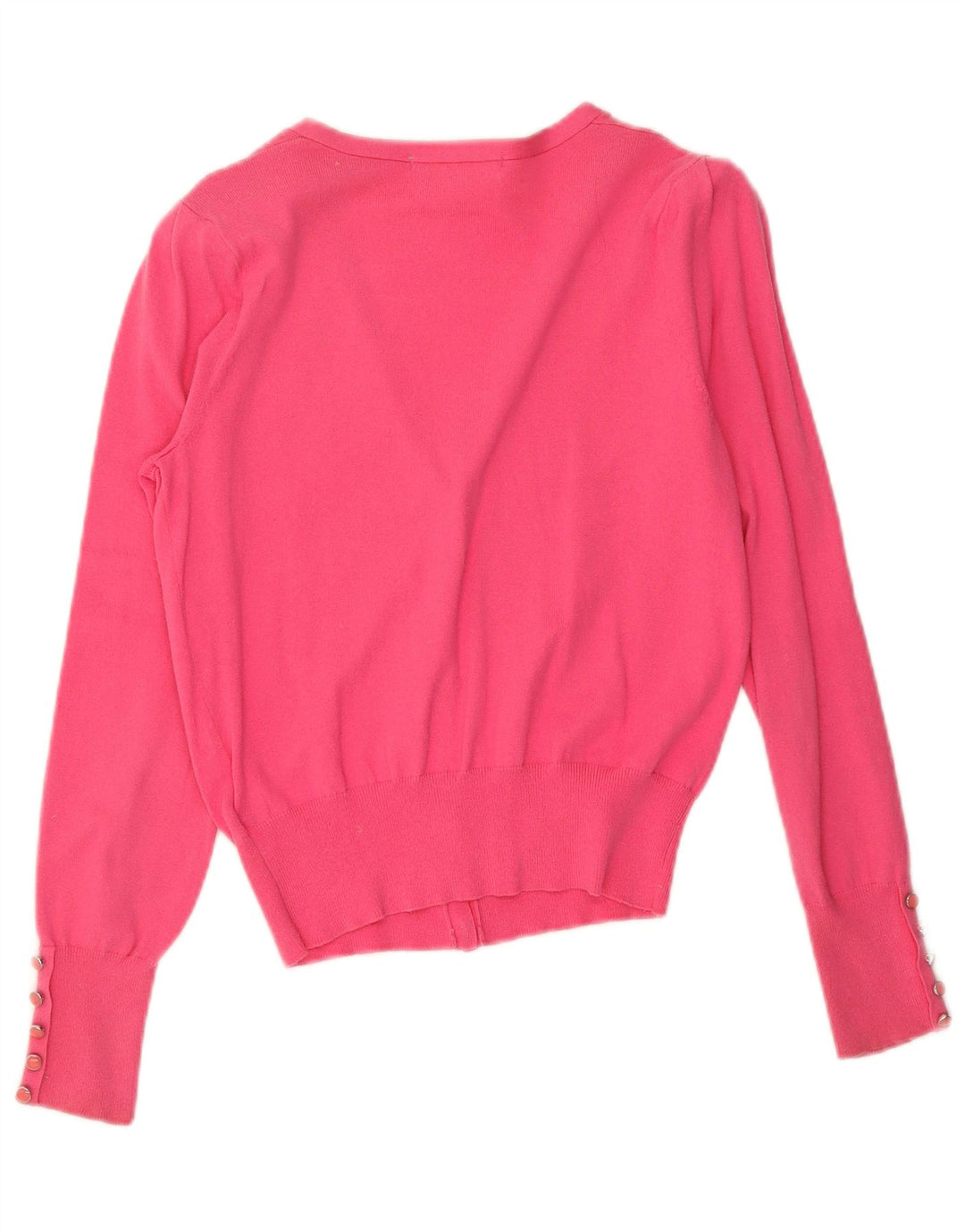 Suéter cardigã feminino Marks & Spencer UK 10 pequeno algodão rosa