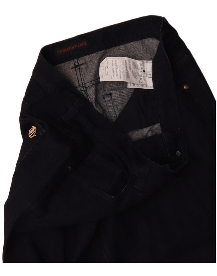 Jeans retos femininos Trussardi IT 48 XL W34 L28 azul marinho poliéster