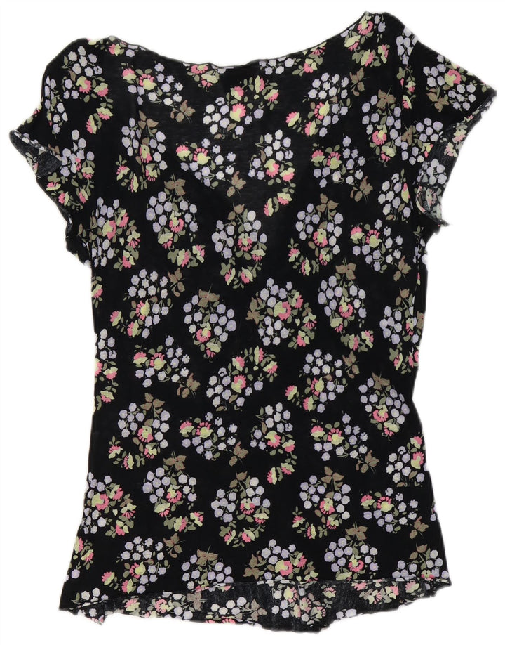 Blusa feminina Max & Co. UK 10 pequena floral preta