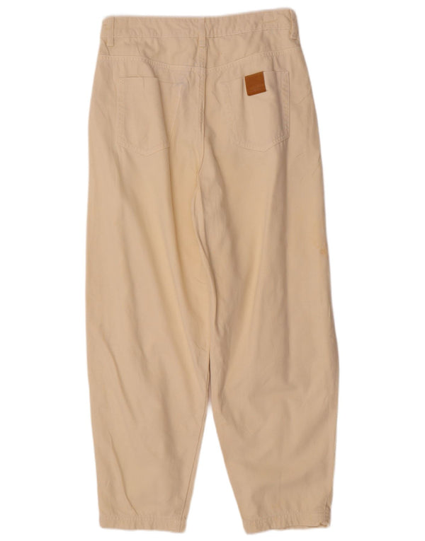 Zara Calça feminina casual cintura alta solta ajuste UE 38 pequena W28 L26 bege