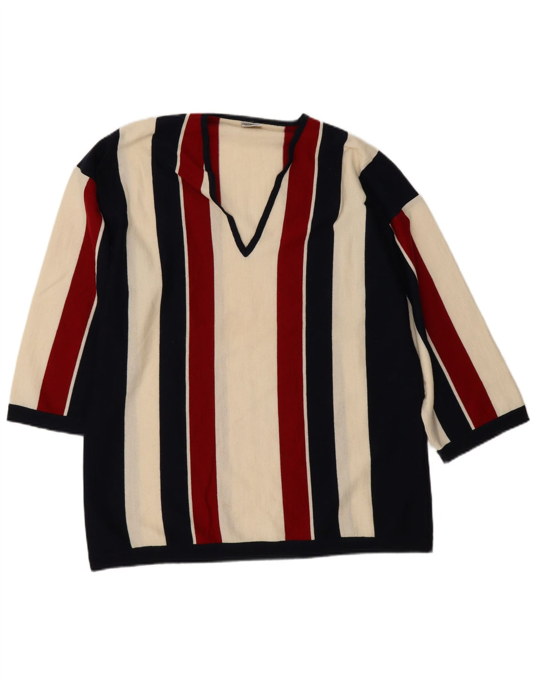 Suéter masculino Accento By Marzotto com decote em V médio listrado multicolorido