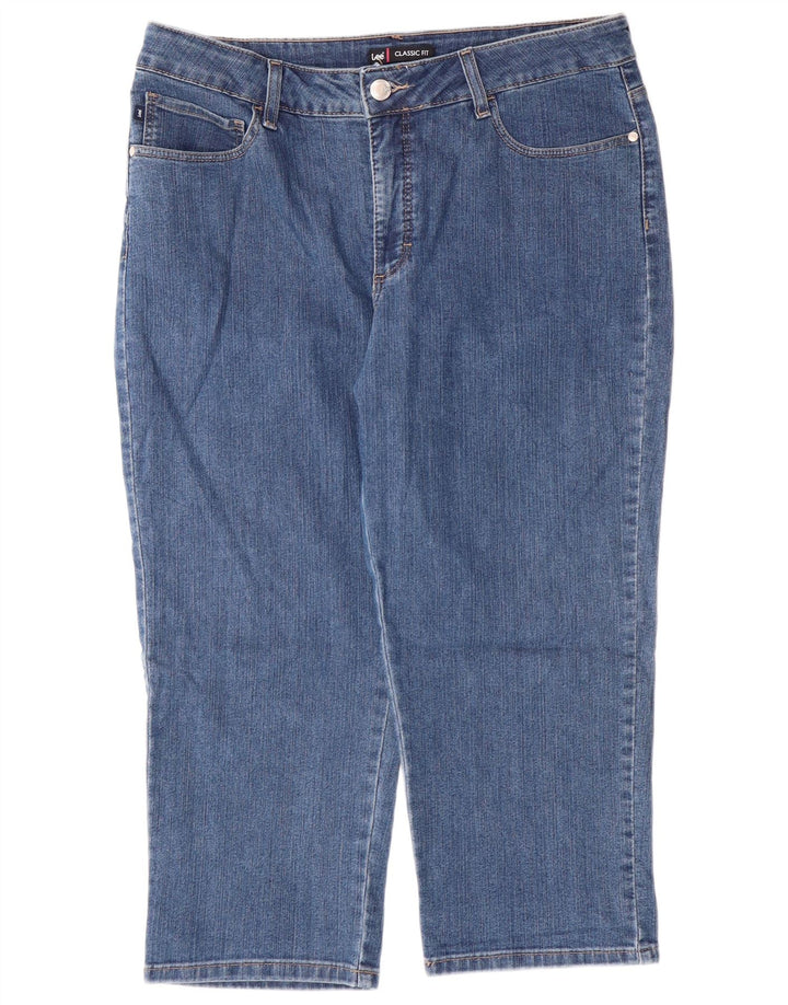 Calça jeans feminina LEE Classic Fit Capri US 16 2XL W34 L22 azul algodão