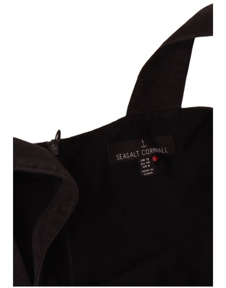 Vestido avental feminino Seasalt Cornwall Reino Unido 12 algodão preto médio