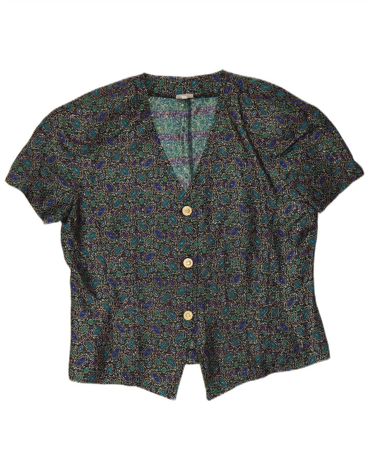 Andrea Mare blusa feminina cropped manga curta Reino Unido 14 grande multicolorida