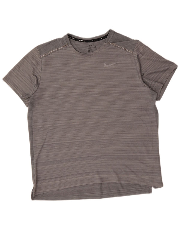 Camiseta Nike Masculina Dri Fit Top Grande Cinza Risca de Giz Poliéster