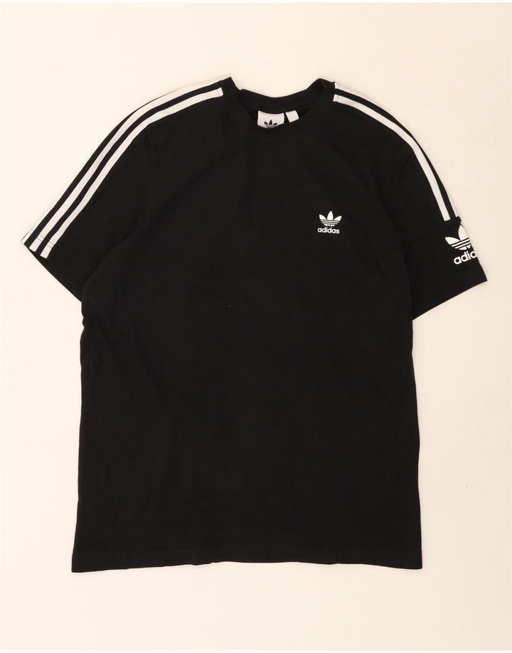 Adidas Mens Camiseta Top Médio Algodão Preto