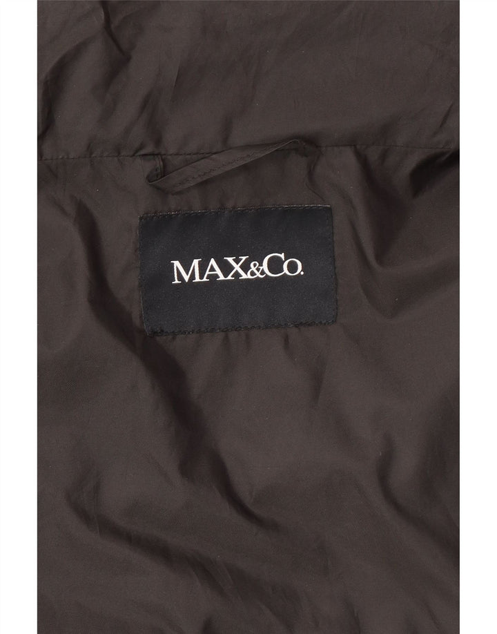 Jaqueta feminina acolchoada de manga curta Max & Co. UK 12 poliéster preto médio