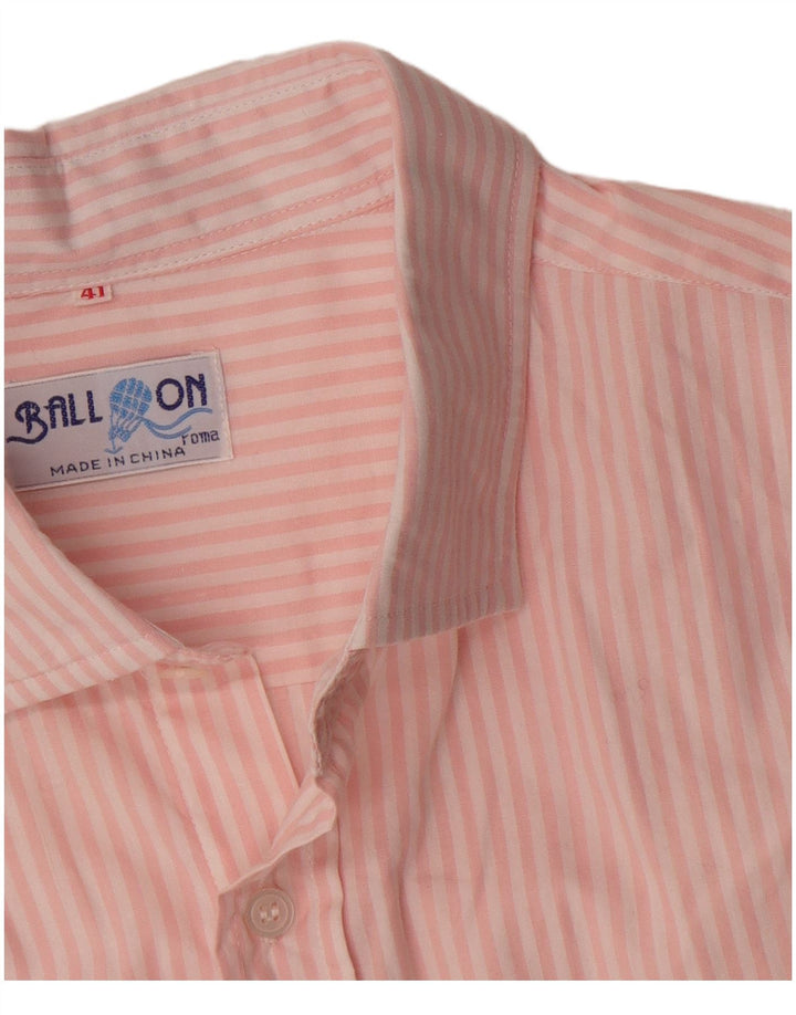 Camisa masculina Balloon tamanho 41 algodão listrado rosa médio