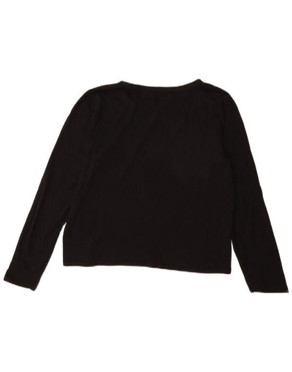 Top feminino Zara manga comprida UK 18 XL algodão preto
