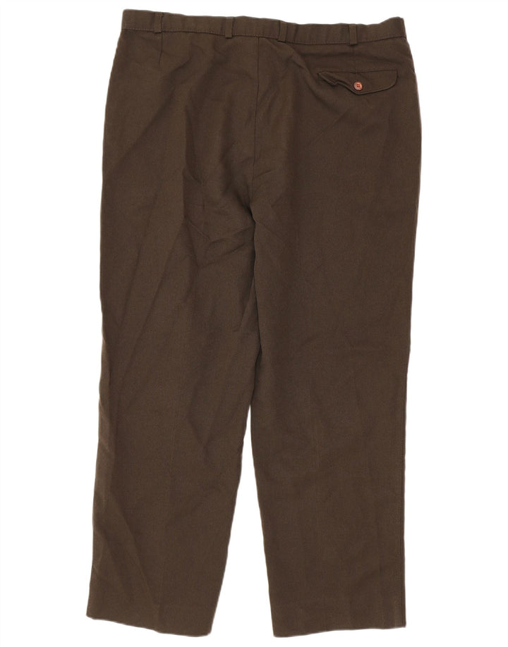 Calça casual masculina cônica Marks & Spencer W38 L31 poliéster marrom