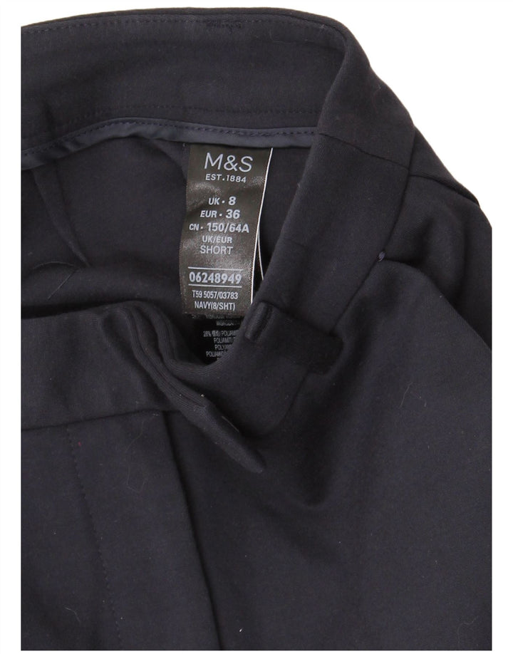 Calça feminina Marks & Spencer Slim Suit UK 8 pequena W26 L24 azul marinho