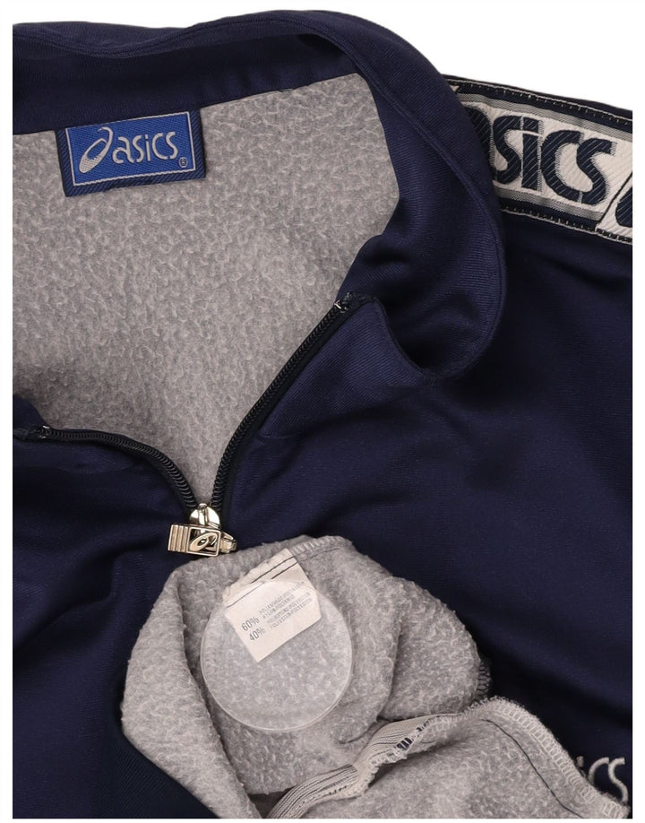 ASICS Mens Graphic Tracksuit Top Jacket Grande Azul Marinho Poliamida