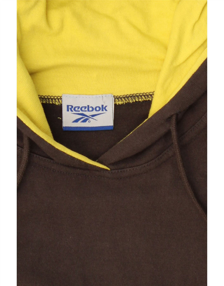 REEBOK Mens Hoodie Jumper Large Brown Colourblock Cotton Vintage Reebok and Second-Hand Reebok from Messina Hembry 