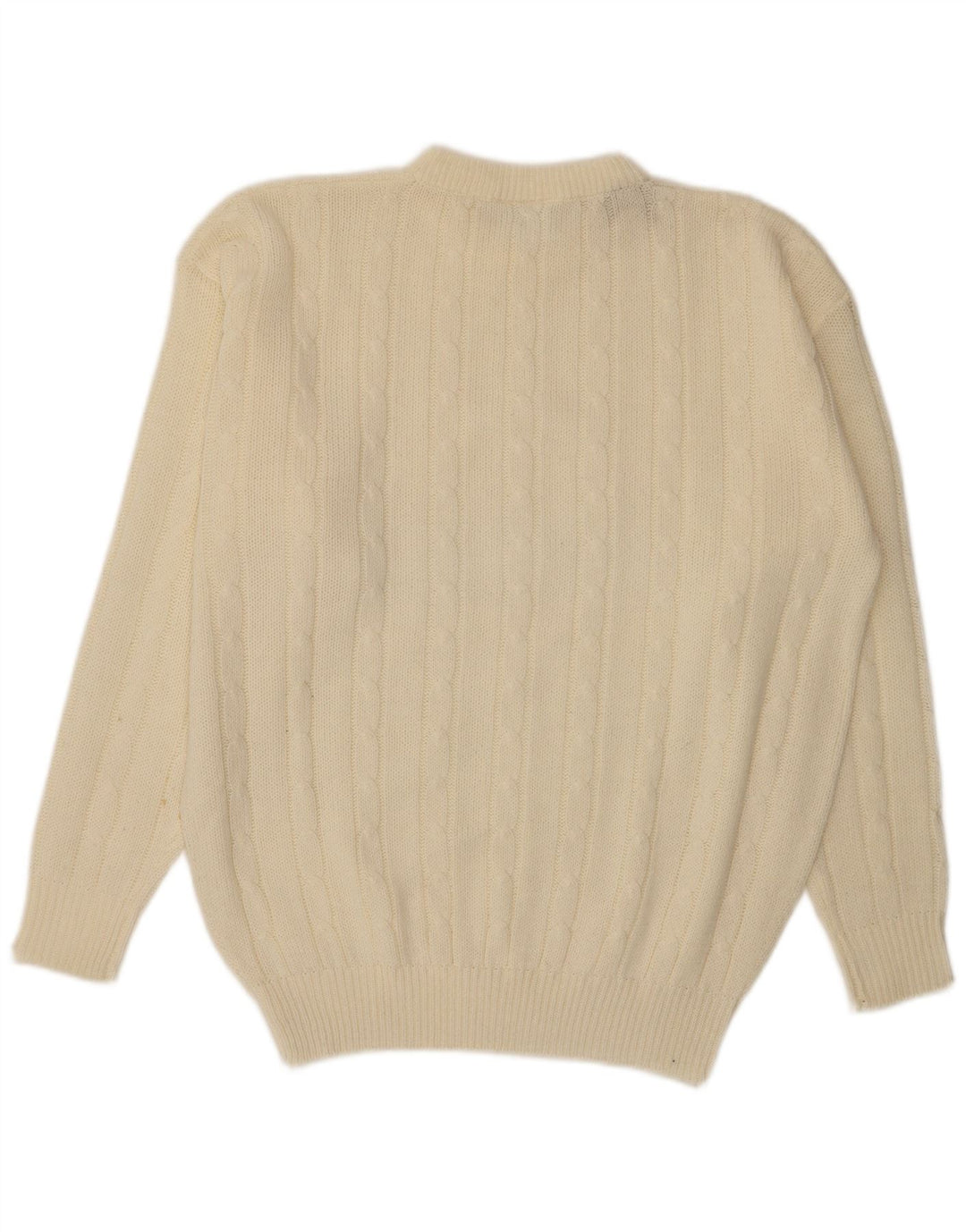 Suéter masculino vintage com gola redonda grande acrílico branco