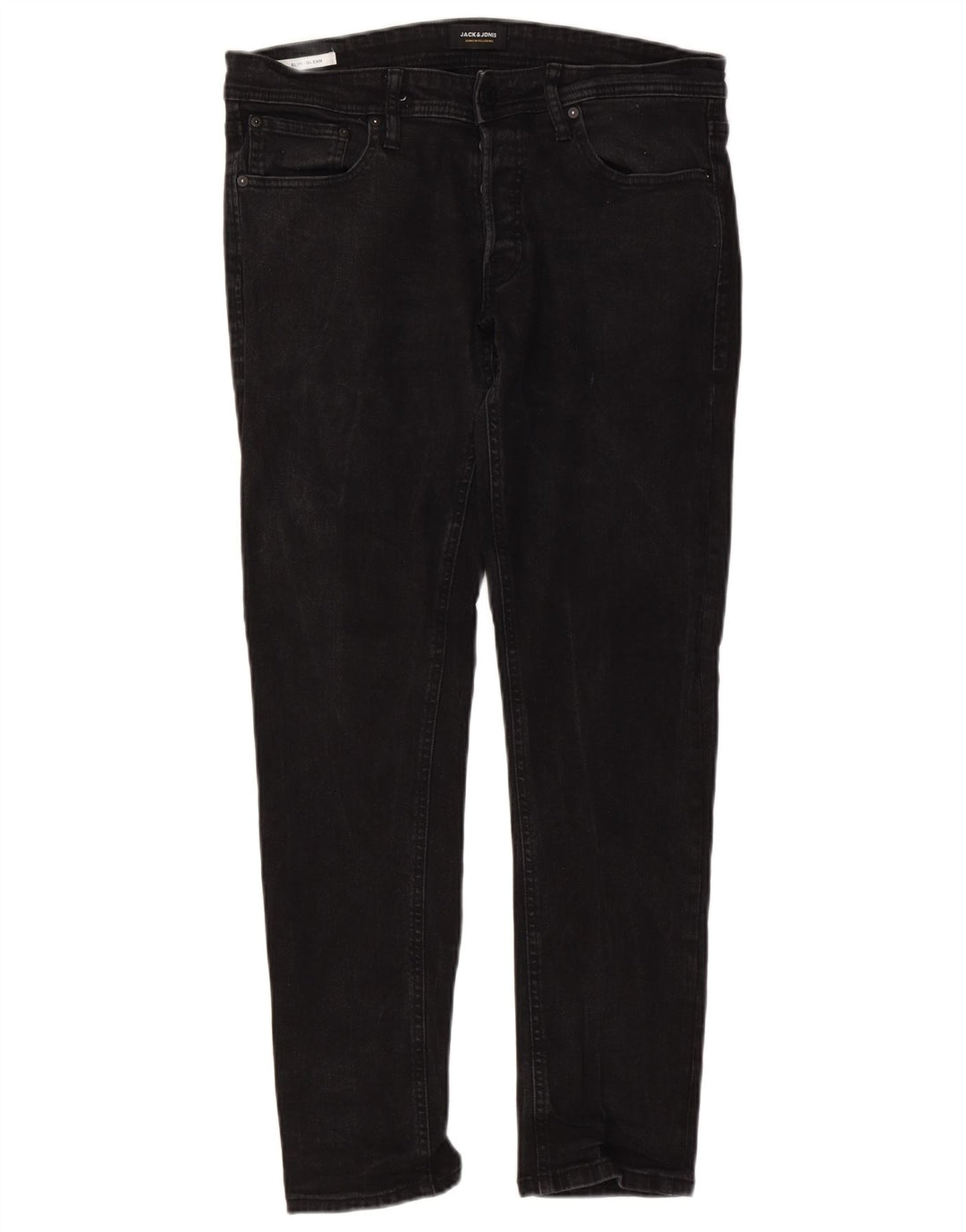 Jack & Jones Masculino GLENN Slim Jeans W36 L32 Algodão Preto