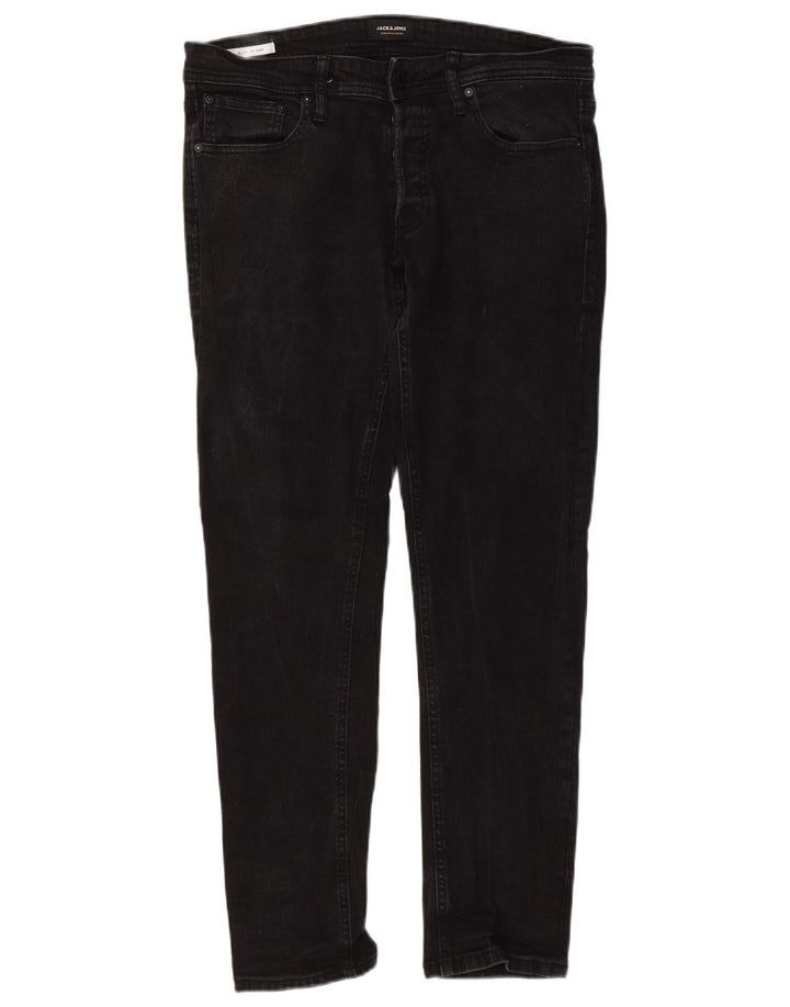 Jack & Jones Masculino GLENN Slim Jeans W36 L32 Algodão Preto