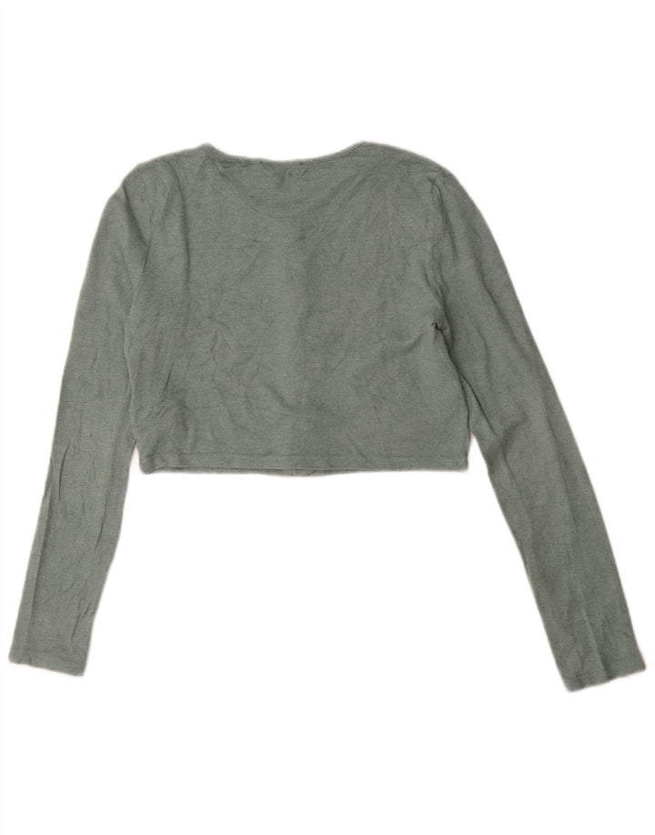 Suéter cardigã feminino Zara Reino Unido 12 viscose verde médio