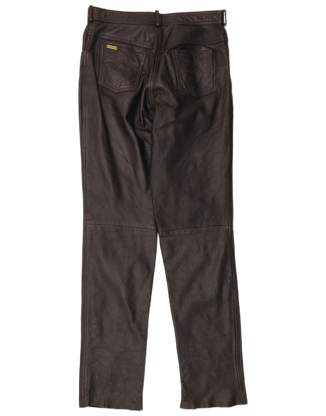 Calça masculina de couro slim Linus W34 L34 preta