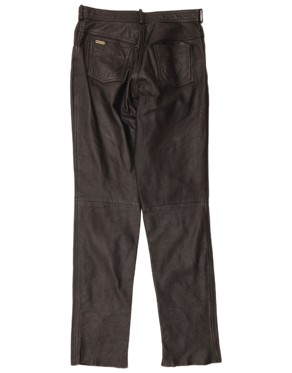 Calça masculina de couro slim Linus W34 L34 preta