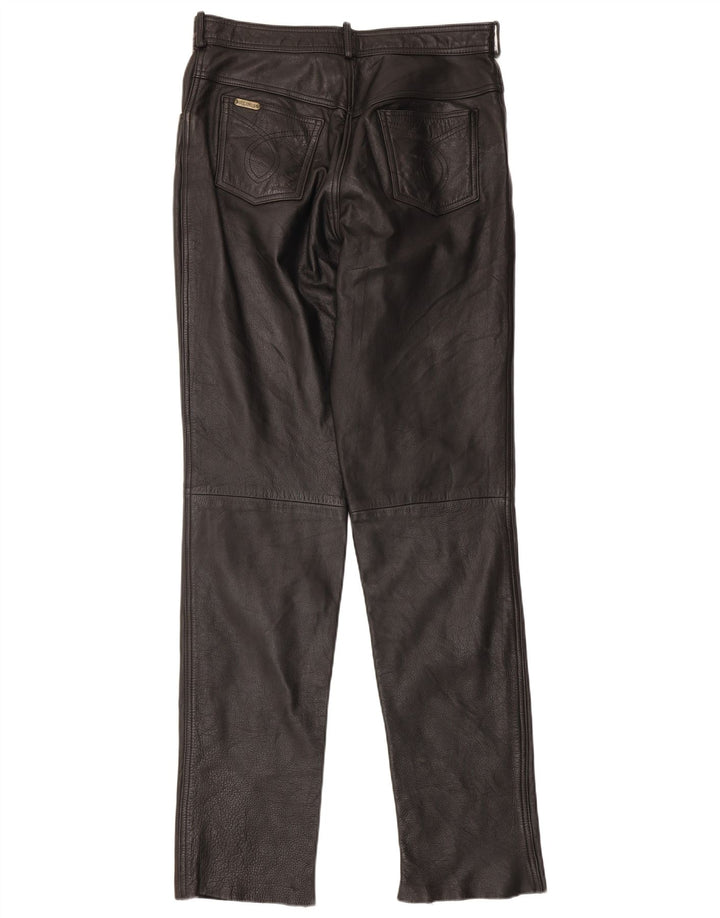 Calça masculina de couro slim Linus W34 L34 preta