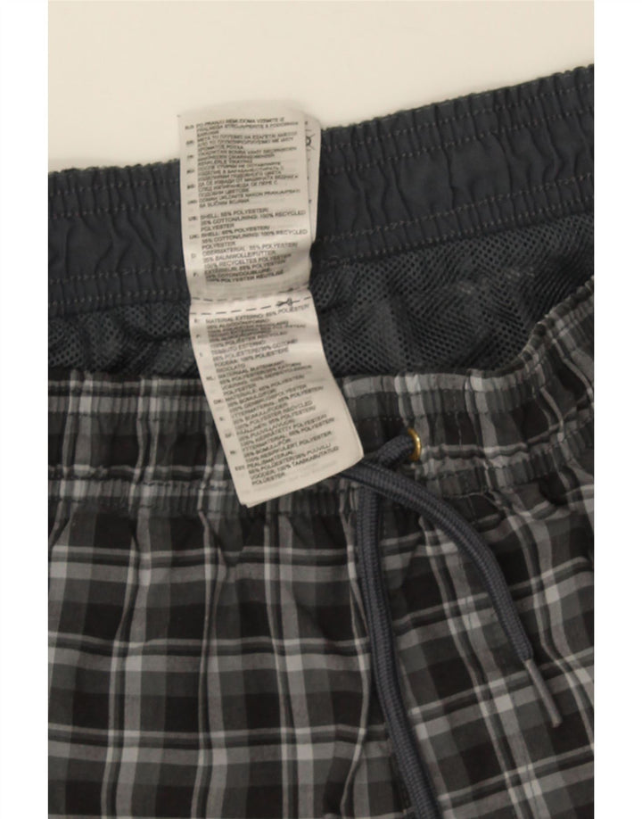 Shorts de natação masculino Adidas poliéster xadrez cinza médio