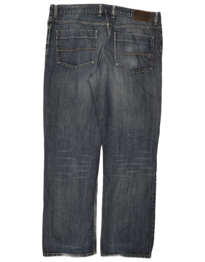 Jeans retos masculinos Tommy Hilfiger W40 L32 algodão azul