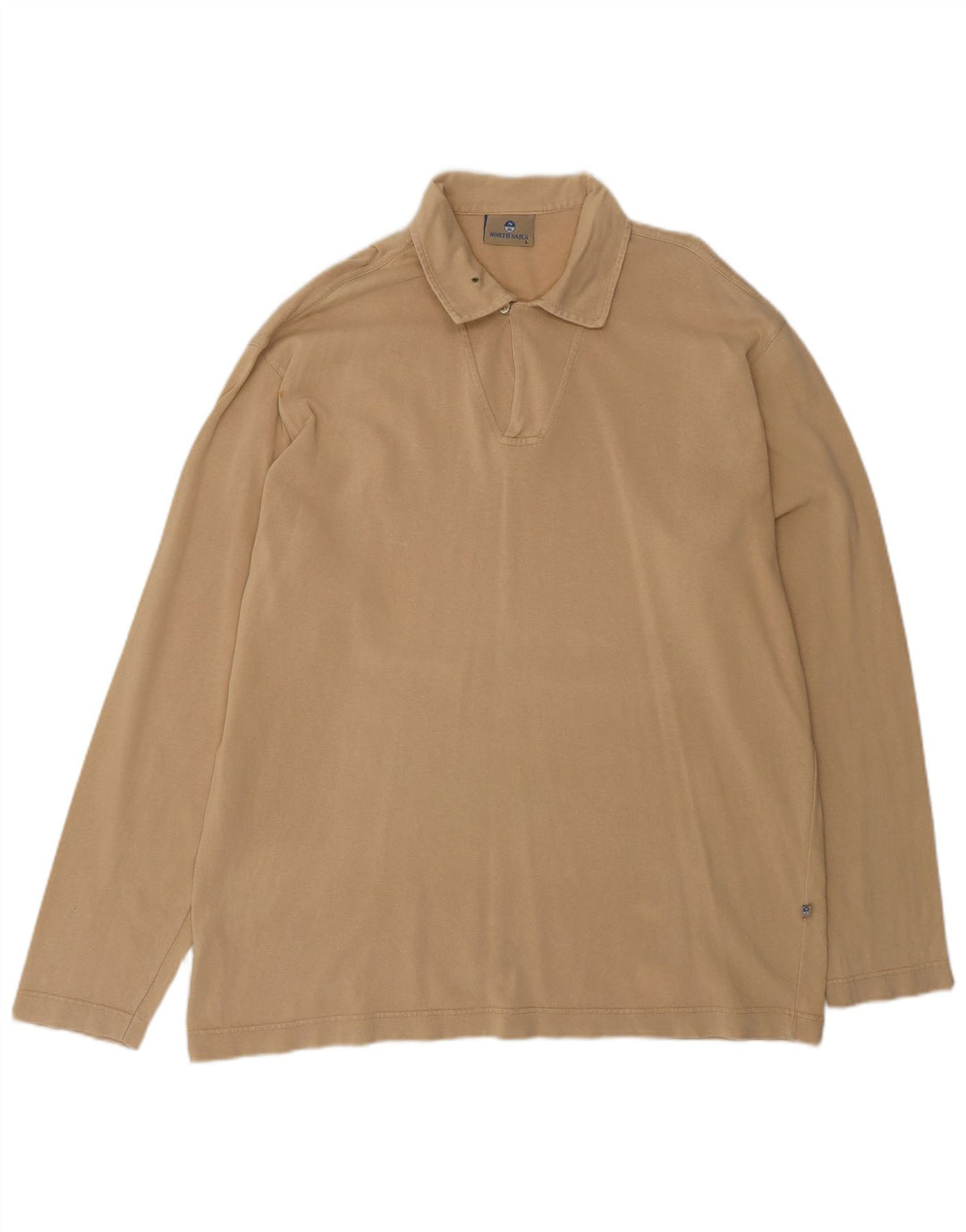 Camisa polo masculina de manga comprida NORTH SAILS grande algodão bege
