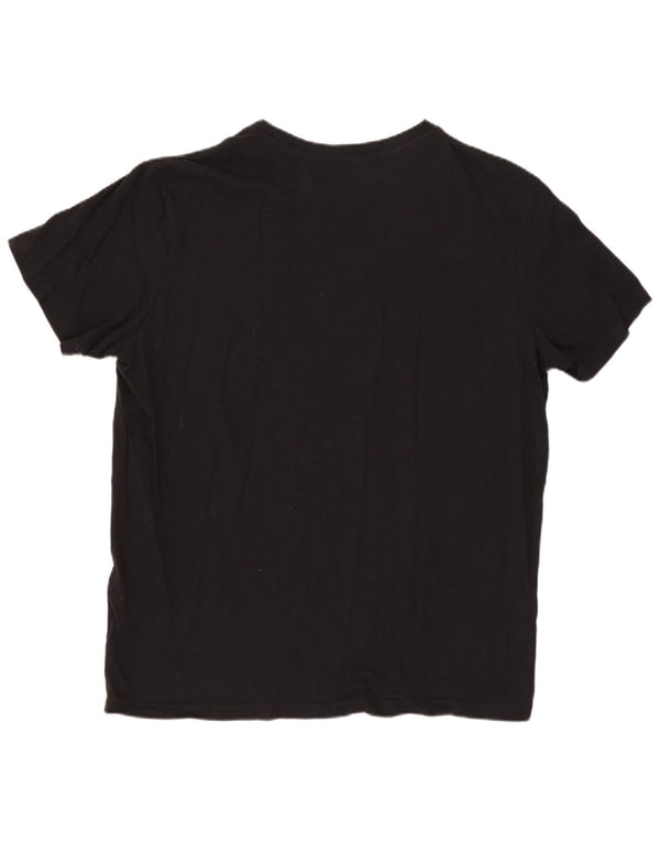 JACK & JONES Camiseta masculina gráfica Top médio algodão preto