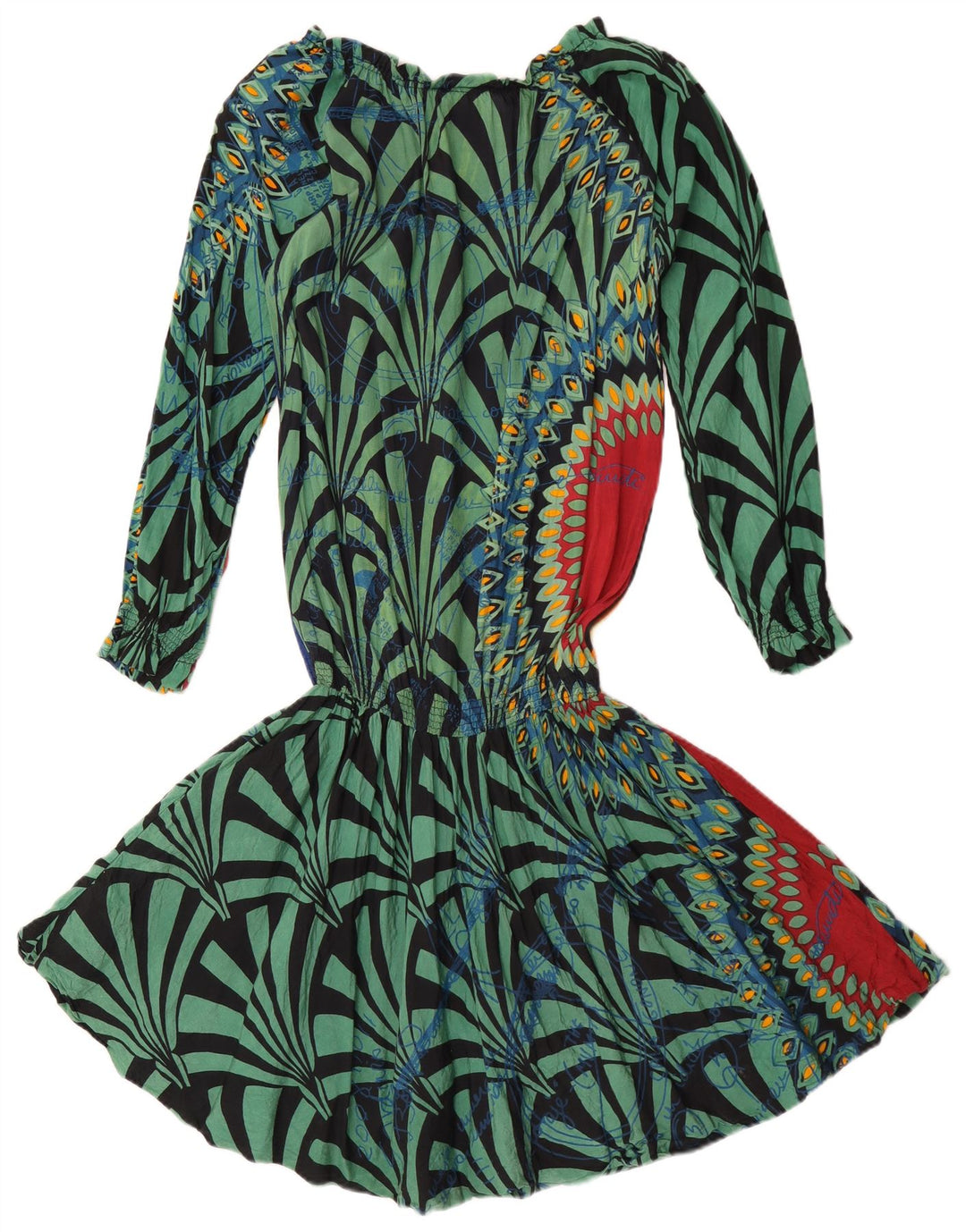 Desigual Vestido feminino estampado com cintura caída UE 38 médio floral multicolorido