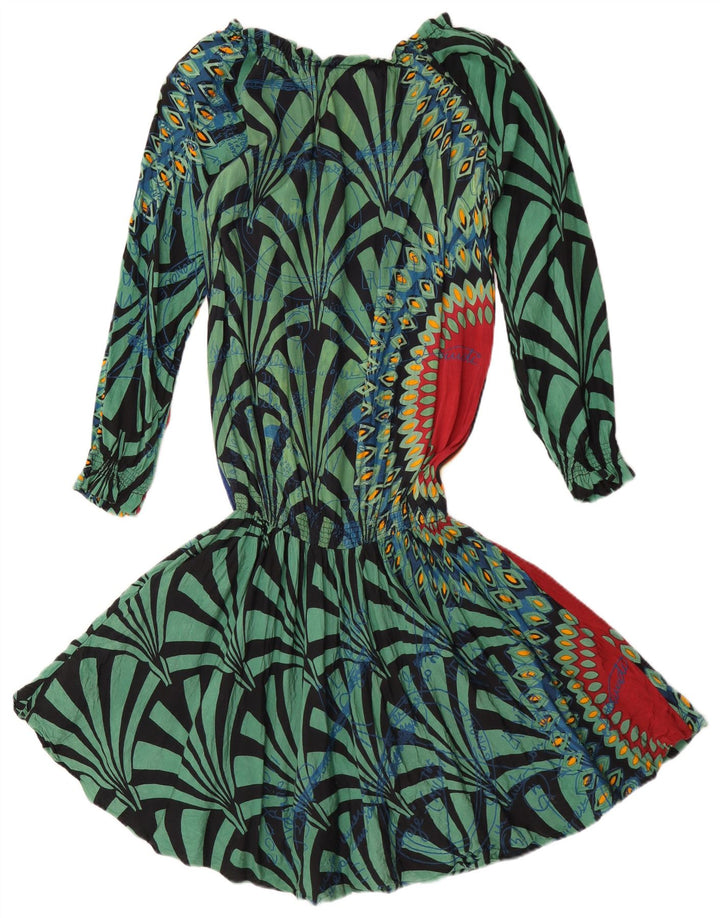 Desigual Vestido feminino estampado com cintura caída UE 38 médio floral multicolorido