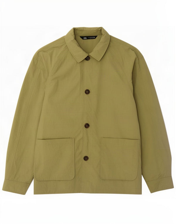 Zara Mens Regular Fit Bomber Jacket UK 38 Médio Cáqui Poliamida