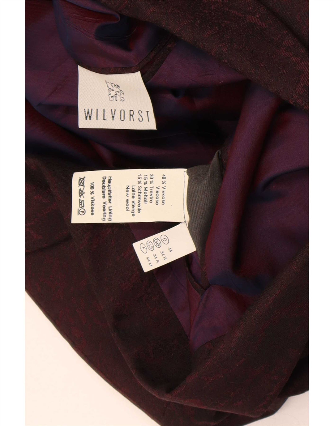 Jaqueta Blazer Masculina Wilvorst Crop 1 Botão Reino Unido 34 XS Roxo Viscose