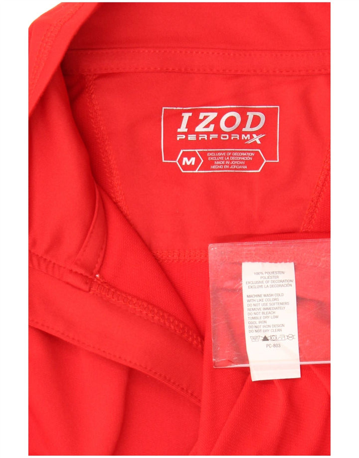 Izod Mens Zip Neck Pulôver Treino Top Médio Poliéster Vermelho