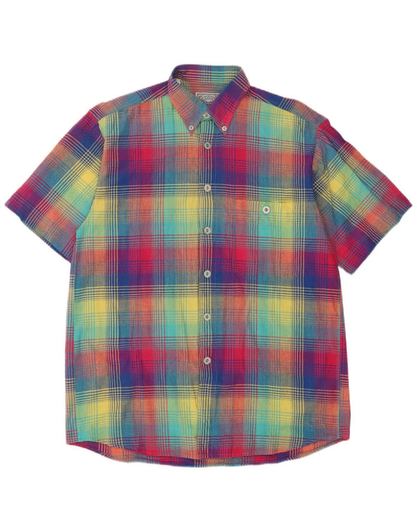 Camisa masculina de manga curta Rudnick tamanho 39/40 xadrez multicolorido médio