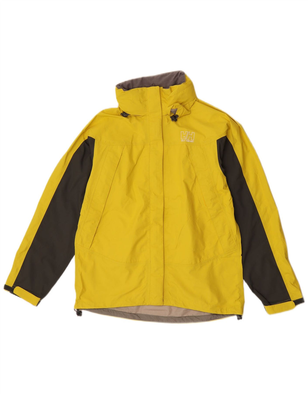 Jaqueta de chuva feminina Helly Hansen com capuz Reino Unido 16 grande bloco colorido amarelo