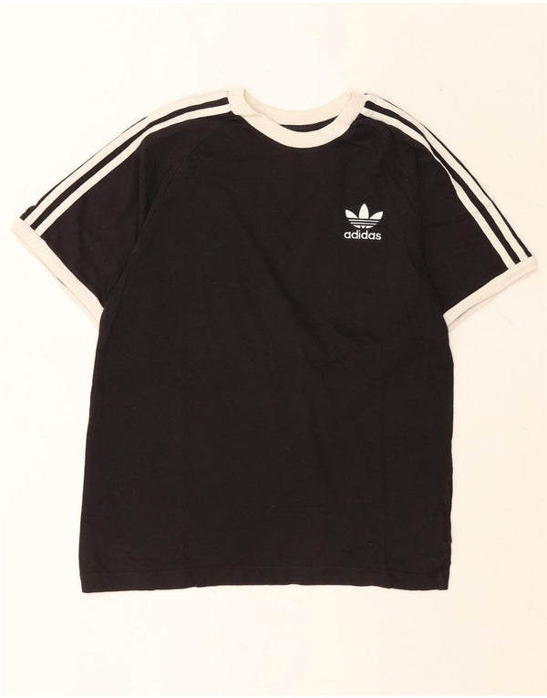 Adidas Mens Camiseta Top Pequeno Algodão Preto