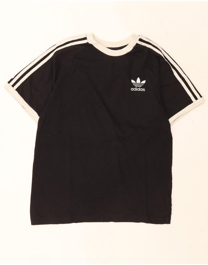 Adidas Mens Camiseta Top Pequeno Algodão Preto