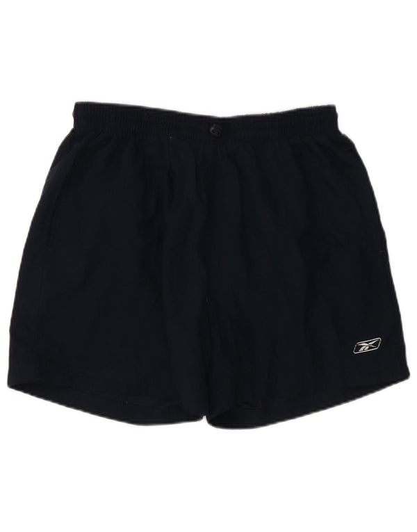 Shorts esportivos femininos REEBOK UK 14 grande poliéster azul marinho