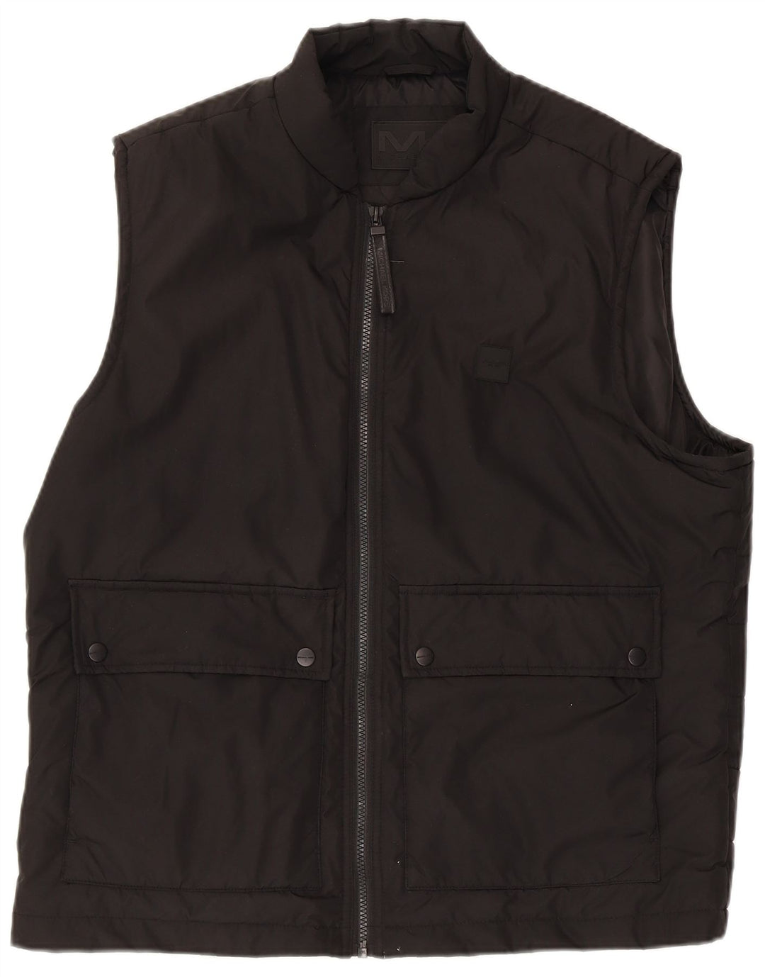 Jaqueta corta-vento masculina sem mangas Michael Kors Reino Unido 40 grande poliéster preto